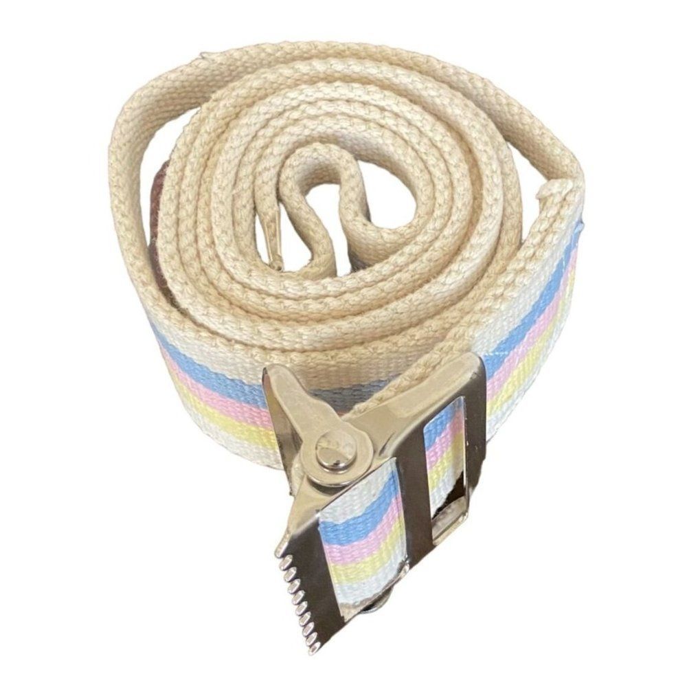 Sammons Preston Pastel Rainbow Stripe Gait Belt w/ Buckle 57” 80's Vibe